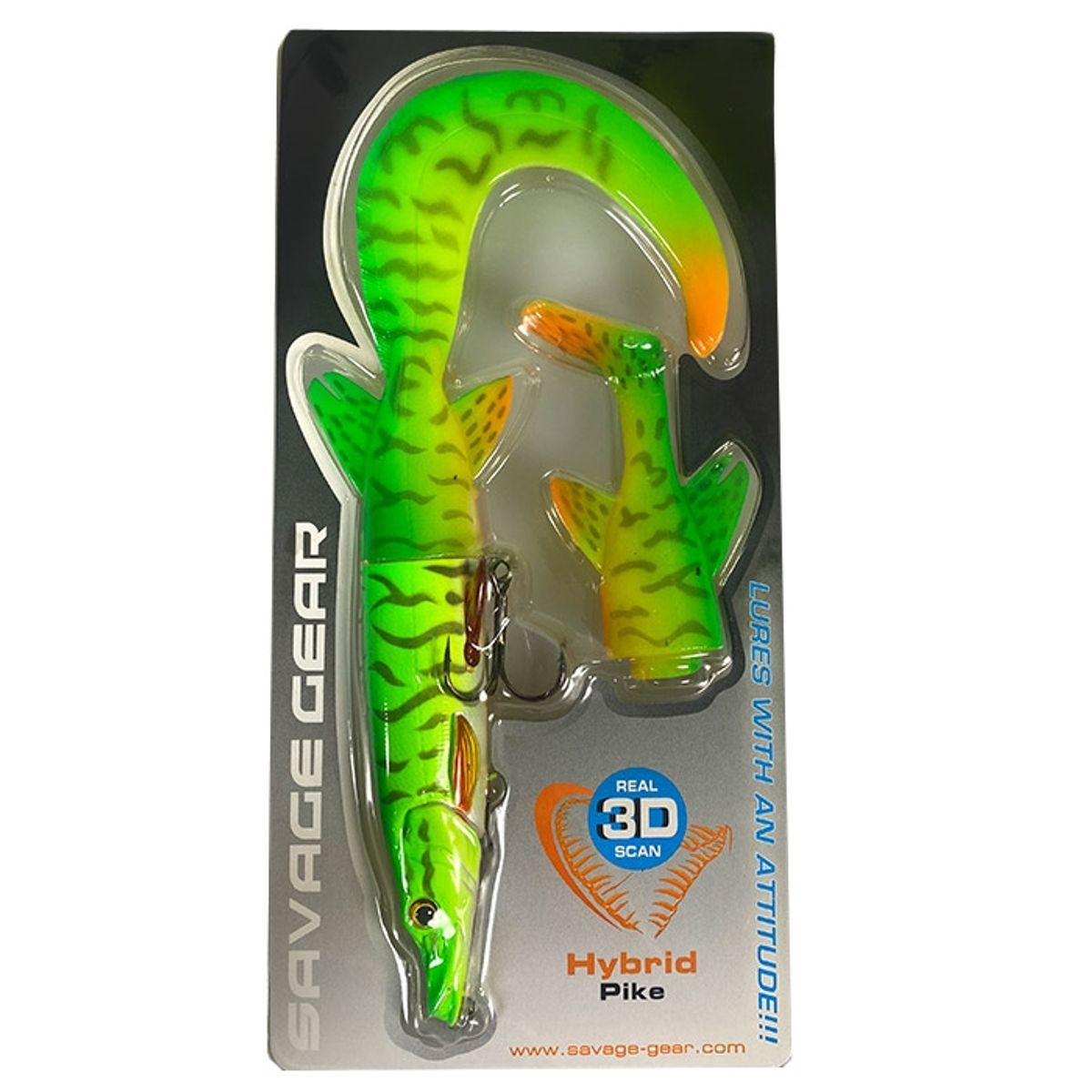 Savage Gear 3D Pike Hybrid, 45 g-firetiger - Gummisfisk, shad, jig