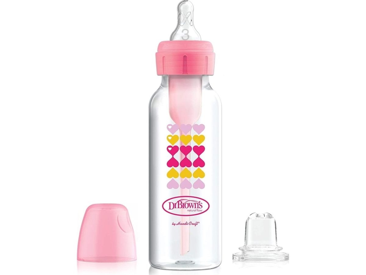 Sb8191-Set ``From Bottle To Cup" Pink/ Stand.Bottle.250Ml Options+Decor.Pink,With Pacifier+6M And Non-Cup Mouthpiece/