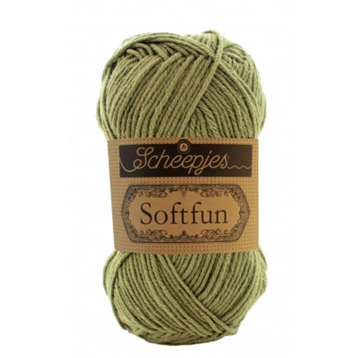 Scheepjes Softfun Garn Unicolor 2606 Mørk Oliven