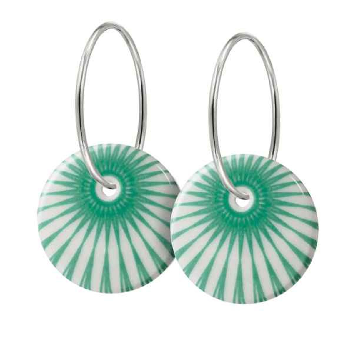 Scherning Splash Sea Green Sterling Sølv Øreringe med Porcelæn