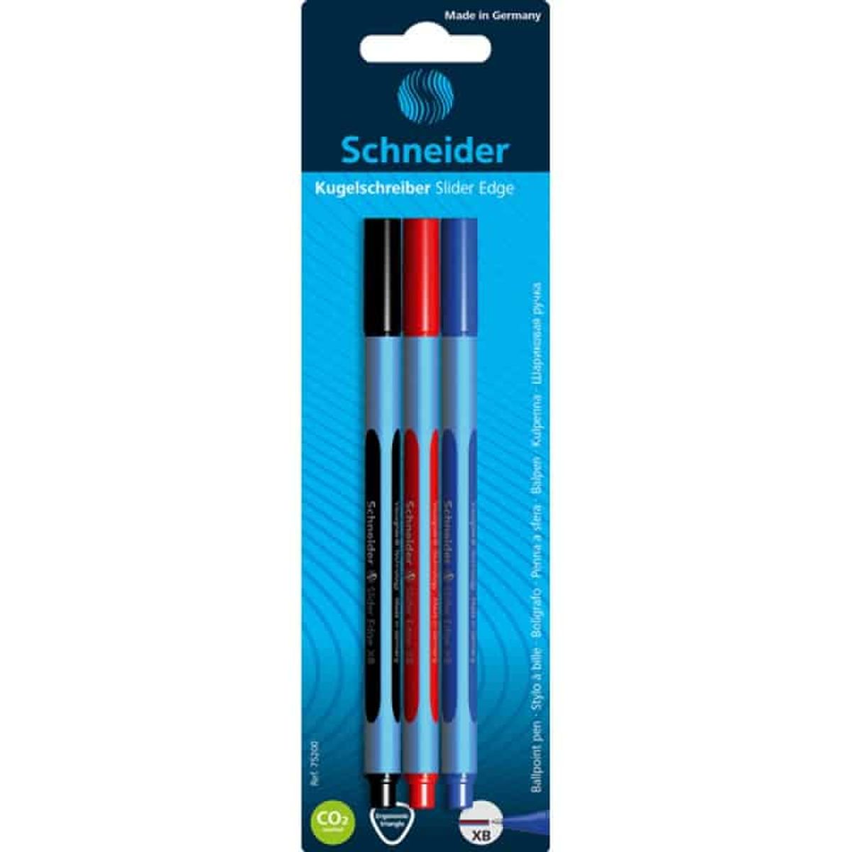 SCHNEIDER Slider Edge pen, XB 1,4mm, 3 stk., blisterpakning, blandet farver.