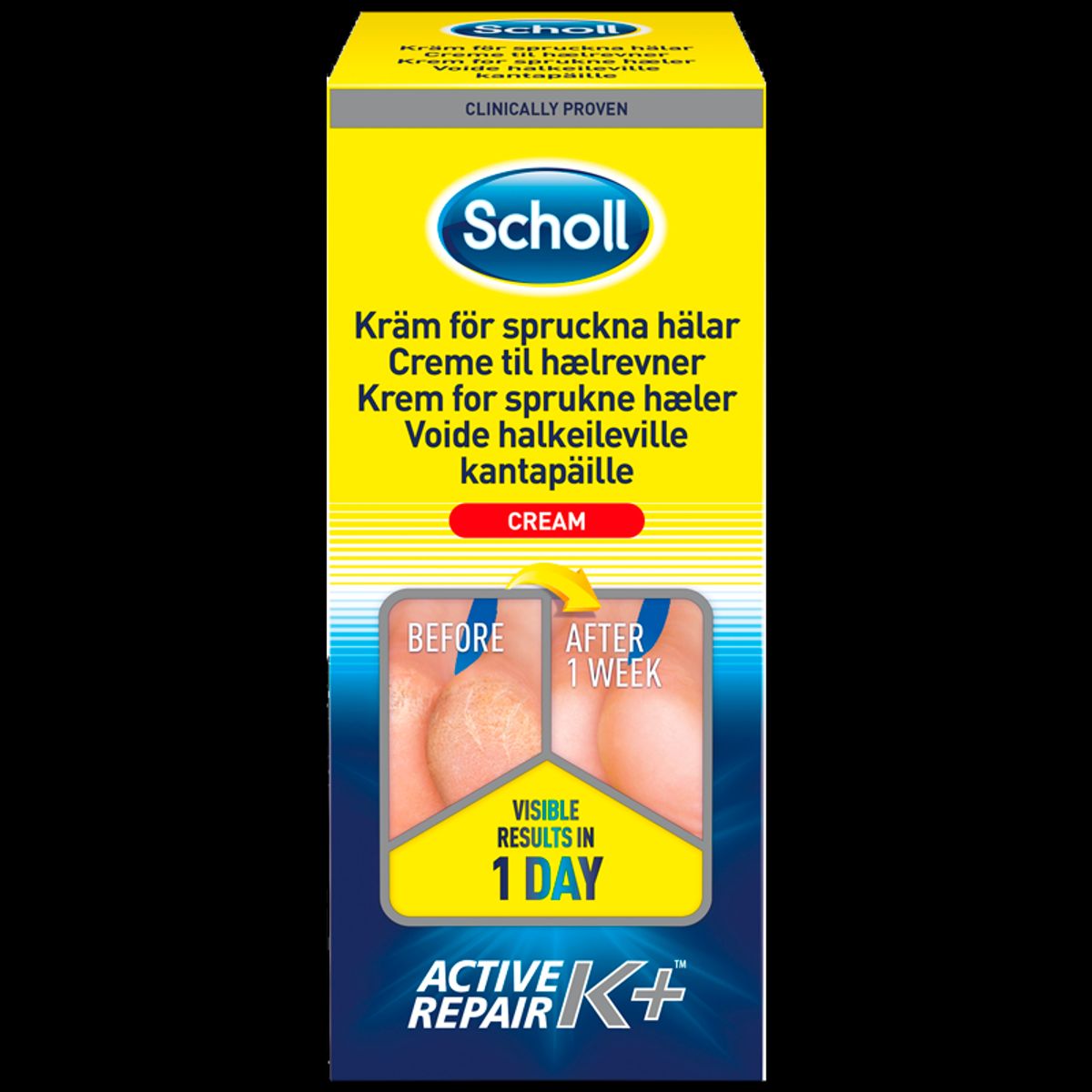 Scholl Creme til hælrevner Active Repair K+ (120 ml)