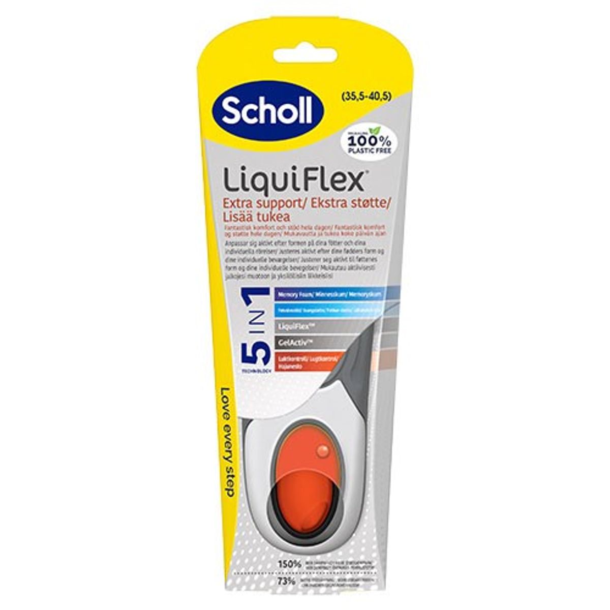 Scholl Insoles Liquiflex Extra Support (S) - 1 pakke