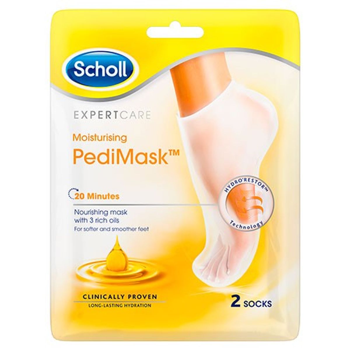 Scholl PediMask Triple Oil 2 socks - 1 pakke