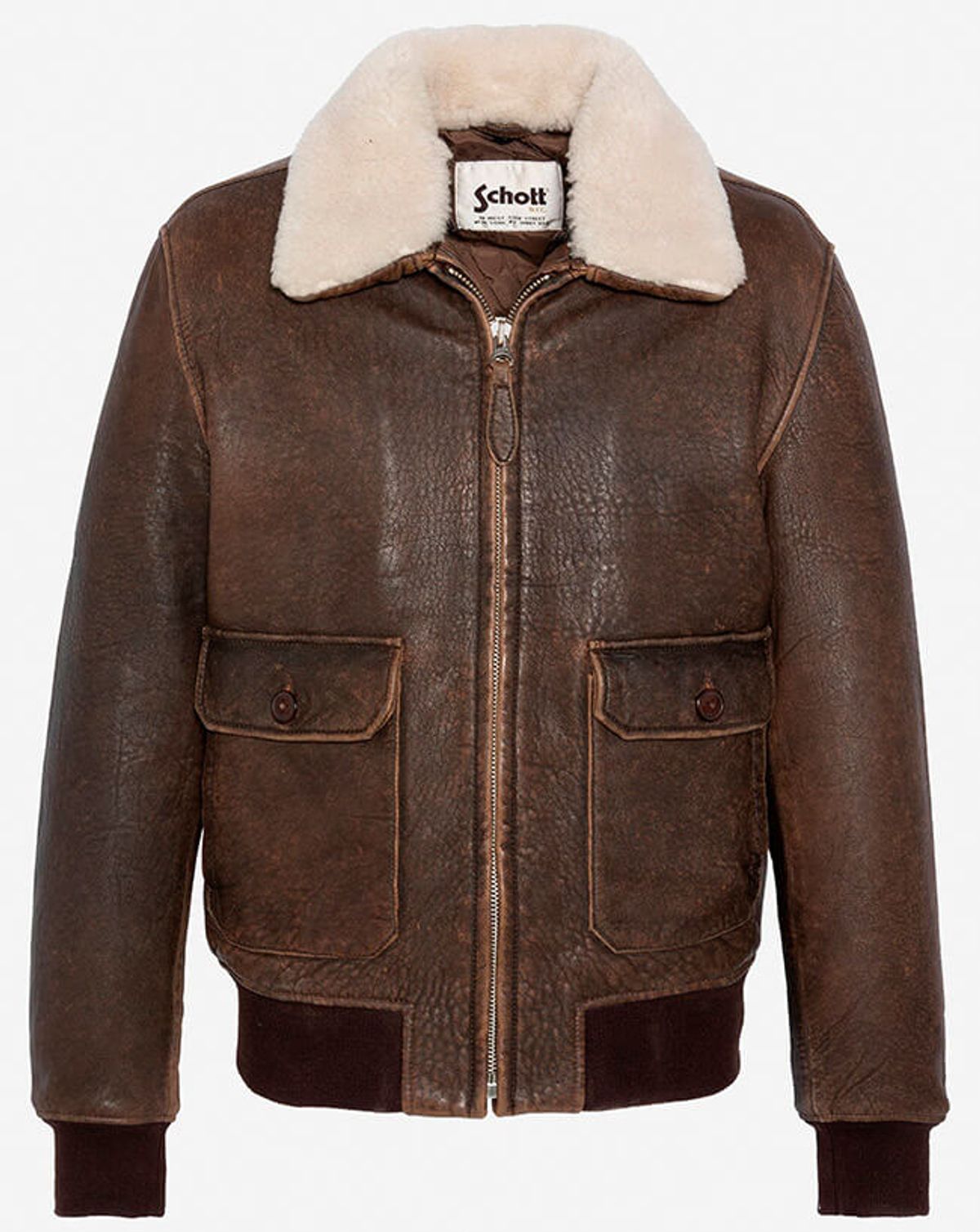 Schoot Vintge Pilot Aviator Bomber Jacket Brown