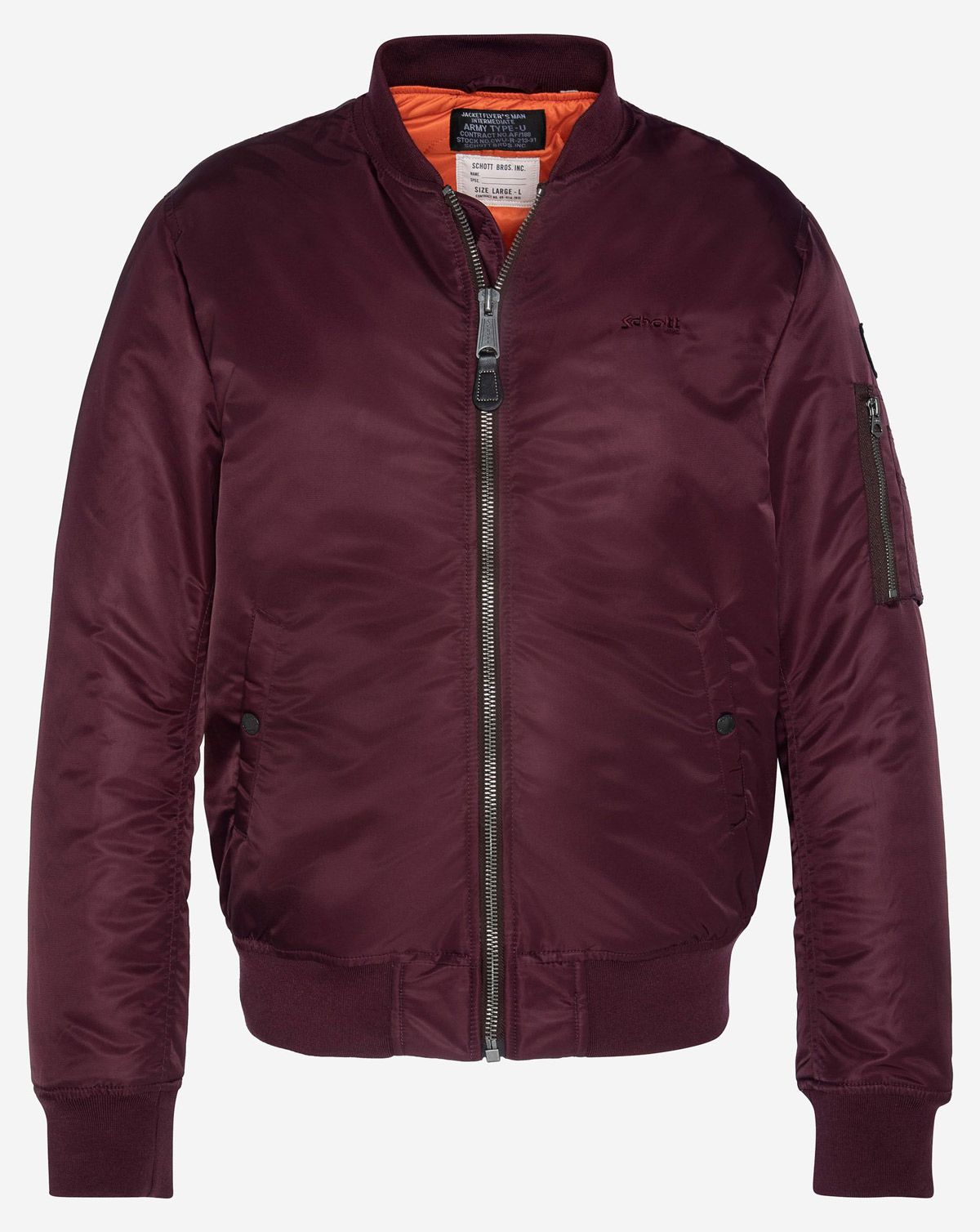 Schott Recycled Nylon MA-1 Bomberjakke Bordeaux