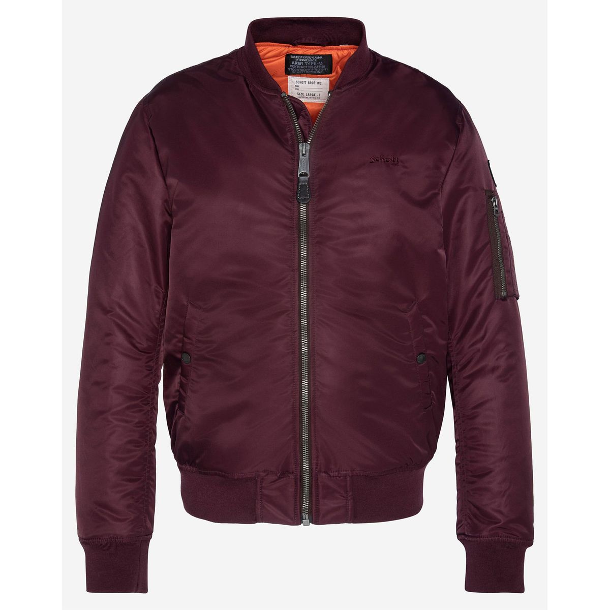 Schott Recycled Nylon MA-1 Bomberjakke Bordeaux