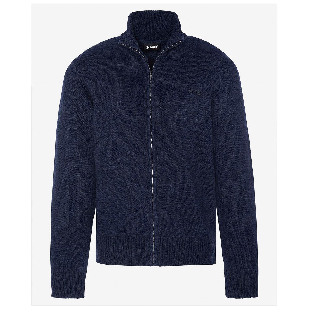 Schott Zipped Cardigan 70% Wool Navy