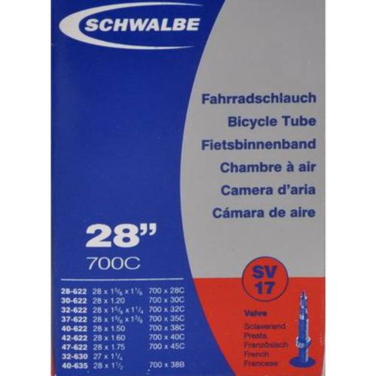 Schwalbe Cykelslange 28 tommer racer ventil SV17