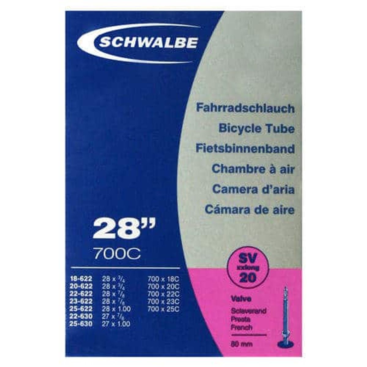 Schwalbe Cykelslange XX Long 28" racer ventil SV20