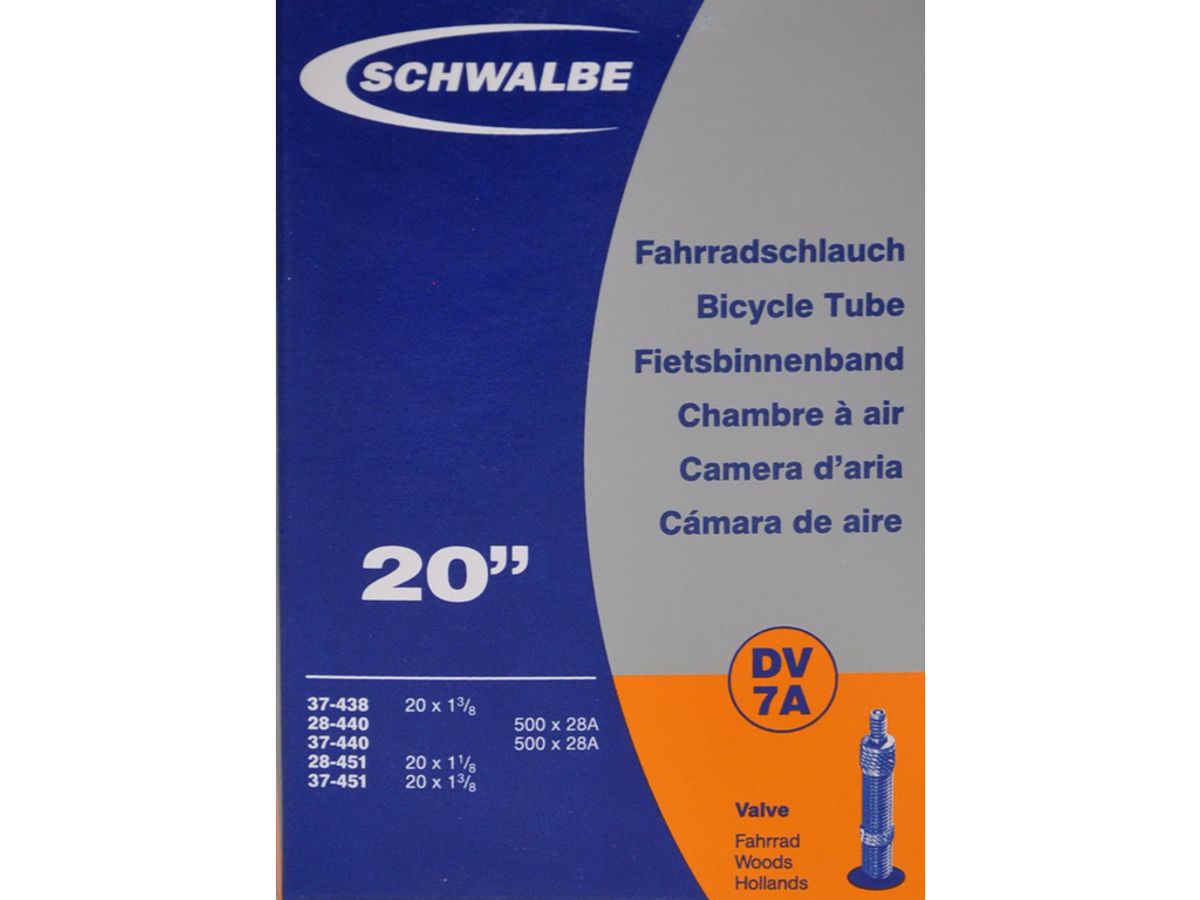 Schwalbe slange 20 x 1. 3/8 med almindelig ventil DV7A