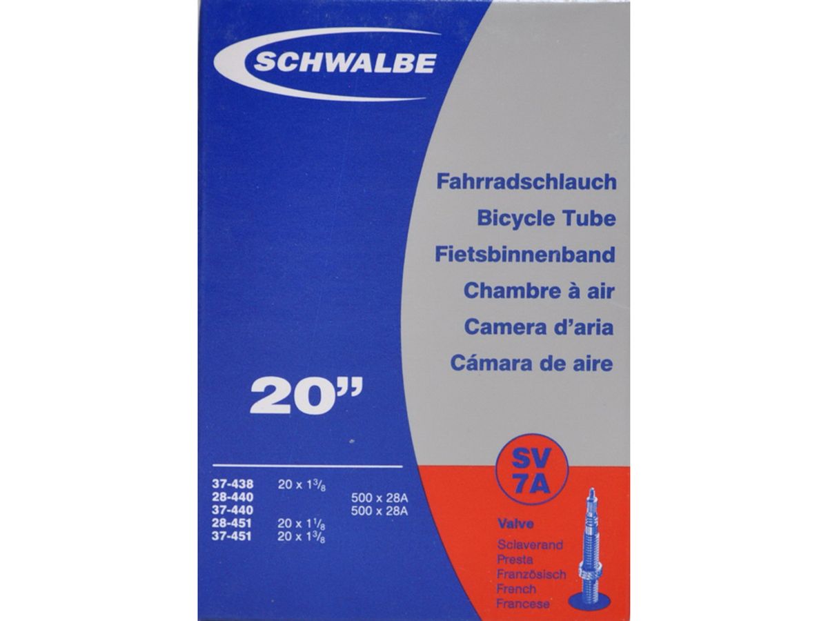 Schwalbe slange 20 x 1 3/8 med Racer ventil SV7A