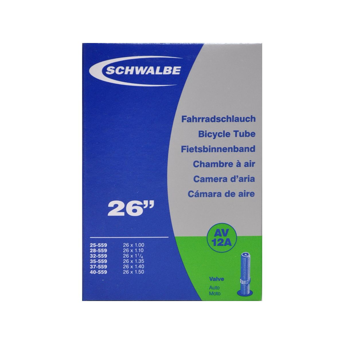 Schwalbe slange 26 x 1,00-1,50 med Auto ventil AV12A