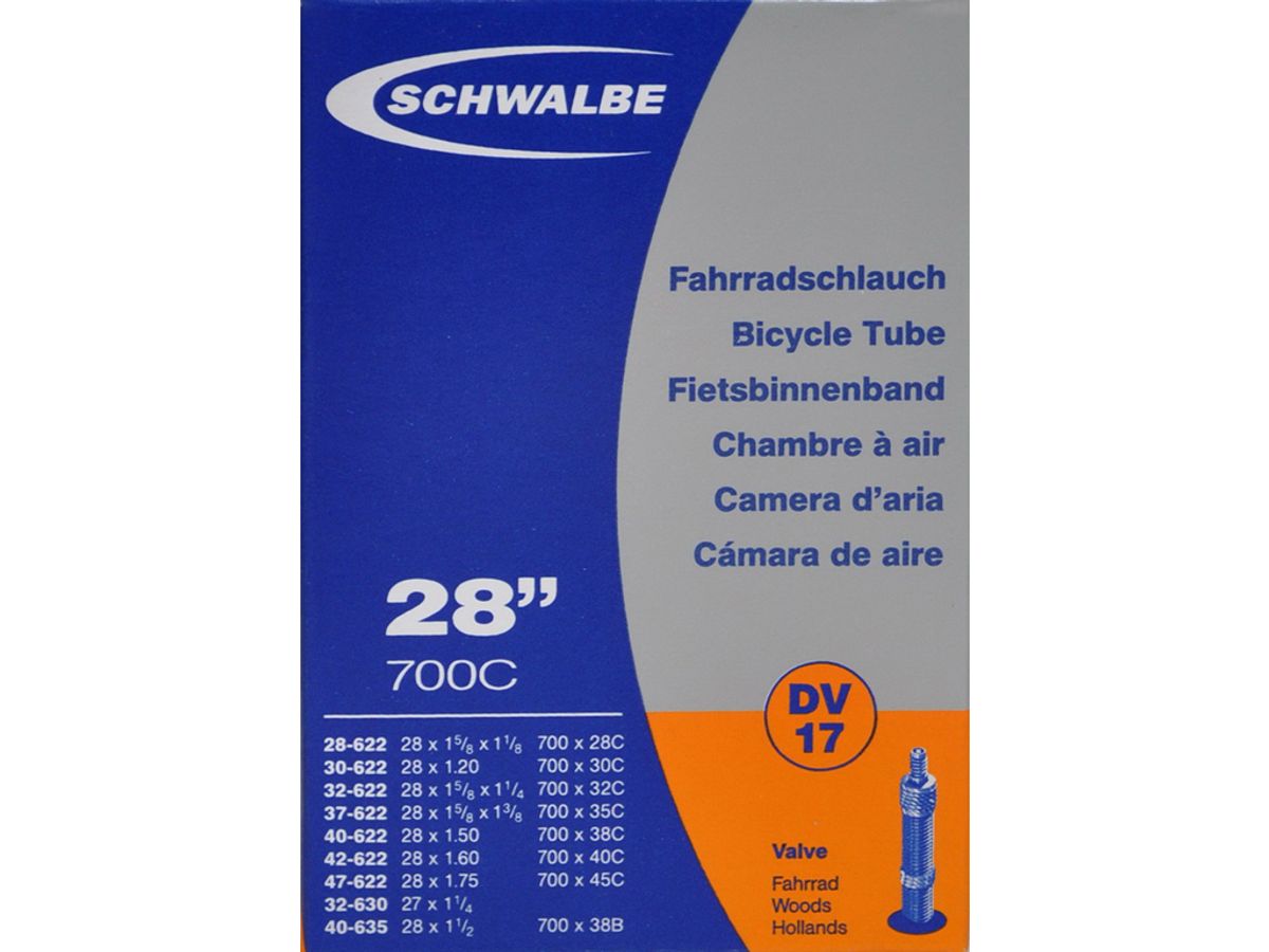 Schwalbe slange 700 x 28-45c med almindelig ventil DV17