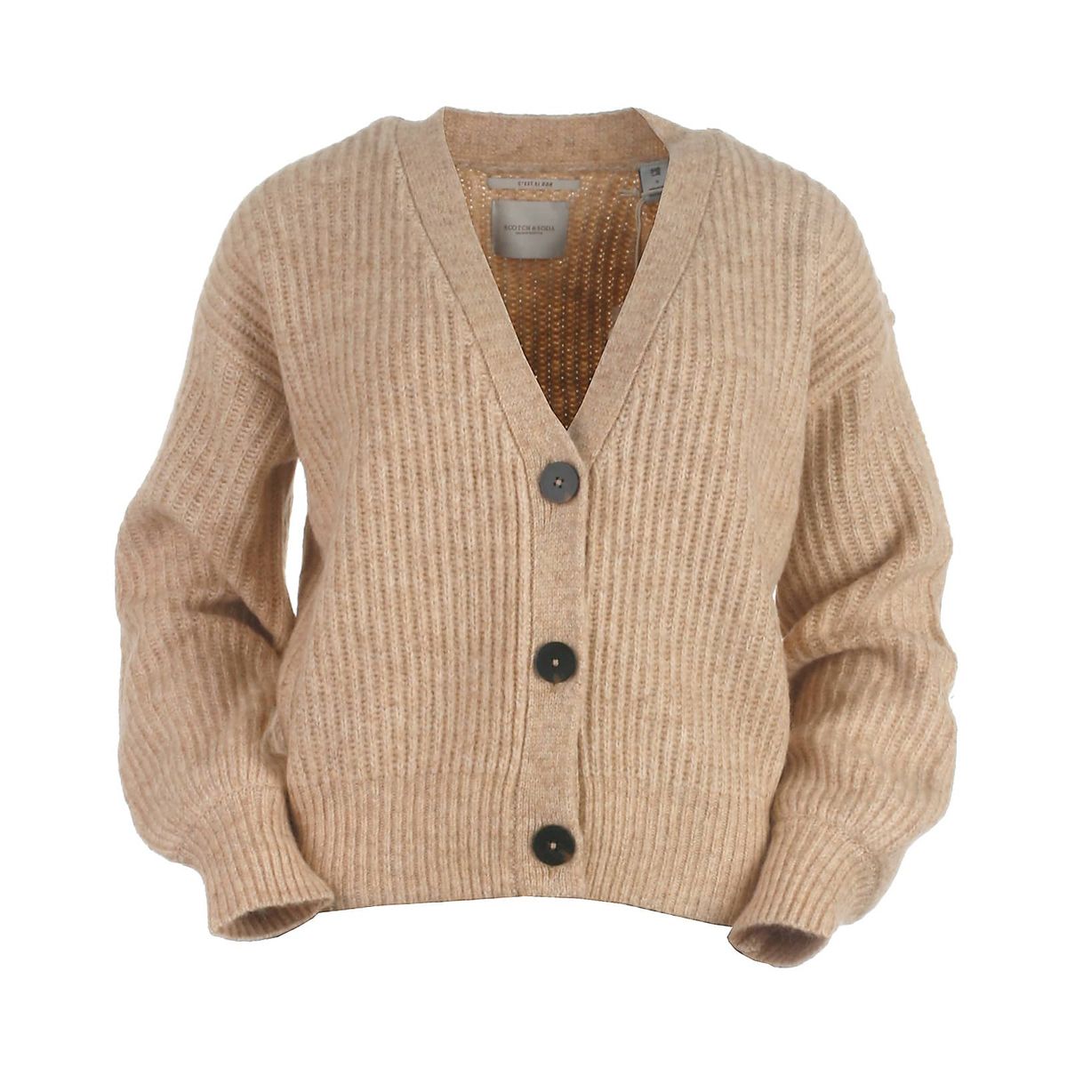 Scotch & Soda uld strik cardigan, Fuzzy, sand - 188 - L+ - 40