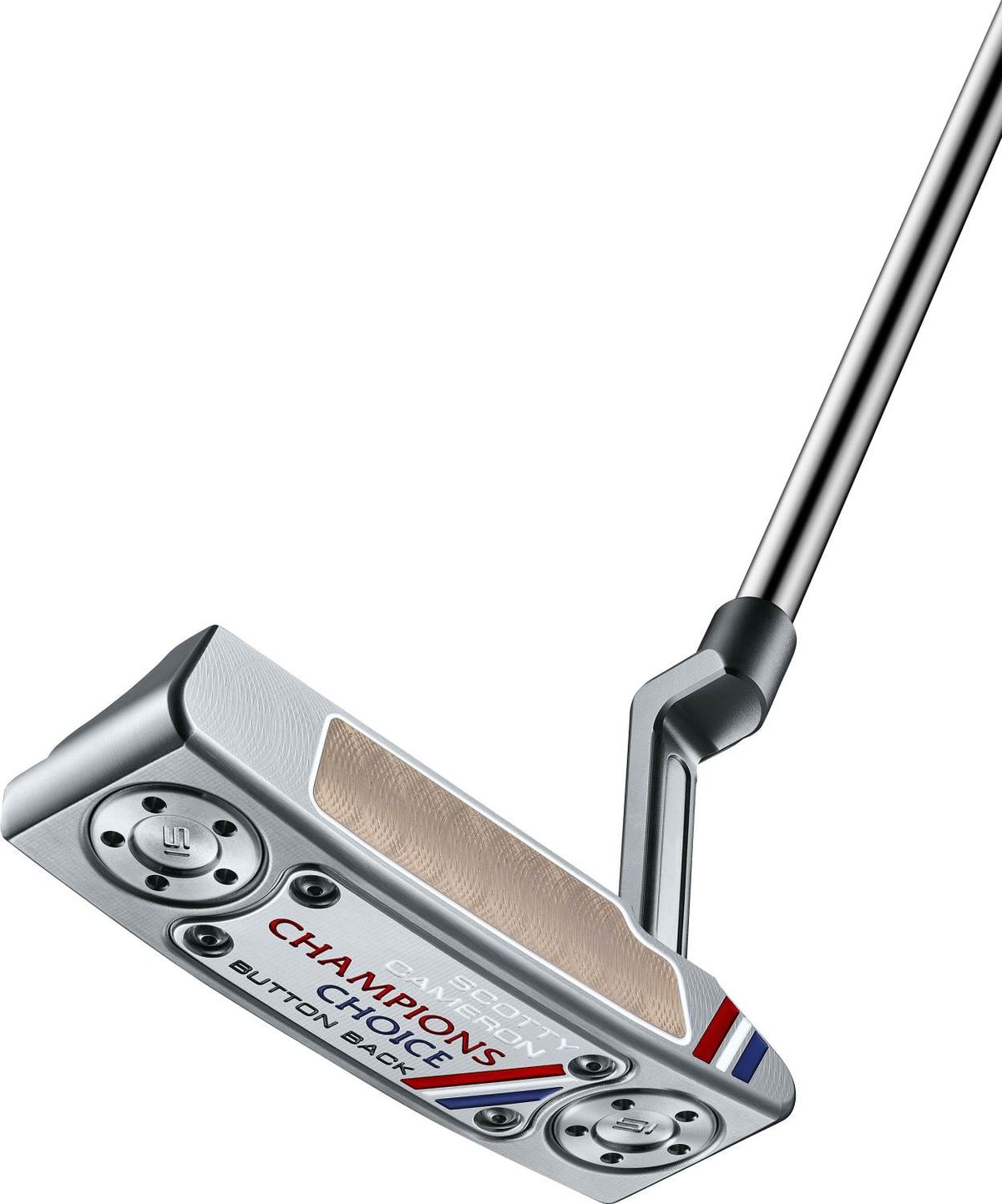 Scotty Cameron Champions Choice Newport 2 Plus Button Back (2023) Plumber Neck Putter - Chrome - Højre - Str. 34" - Scotty Cameron Pistolini Plus Standard Sort/Hvid/Blå