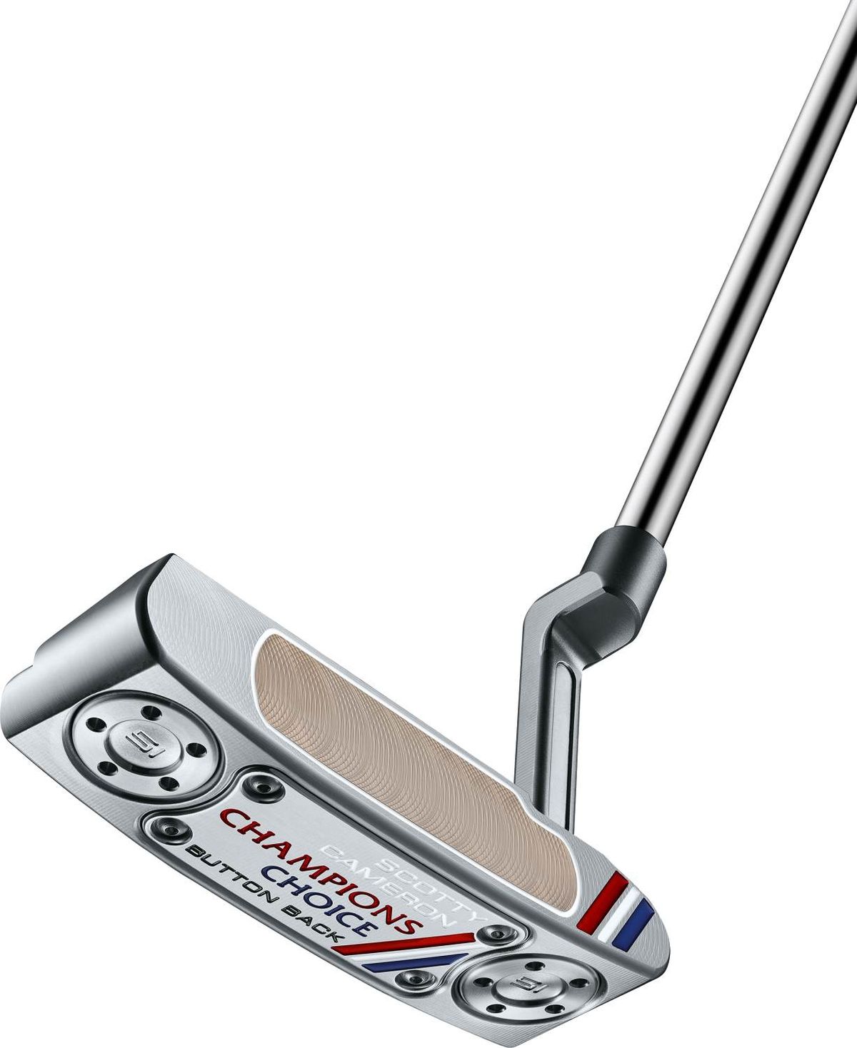 Scotty Cameron Champions Choice Newport Plus Button Back (2023) Plumber Neck Putter - Chrome - Højre - Str. 33" - Scotty Cameron Pistolini Plus Standard Sort/Hvid/Blå