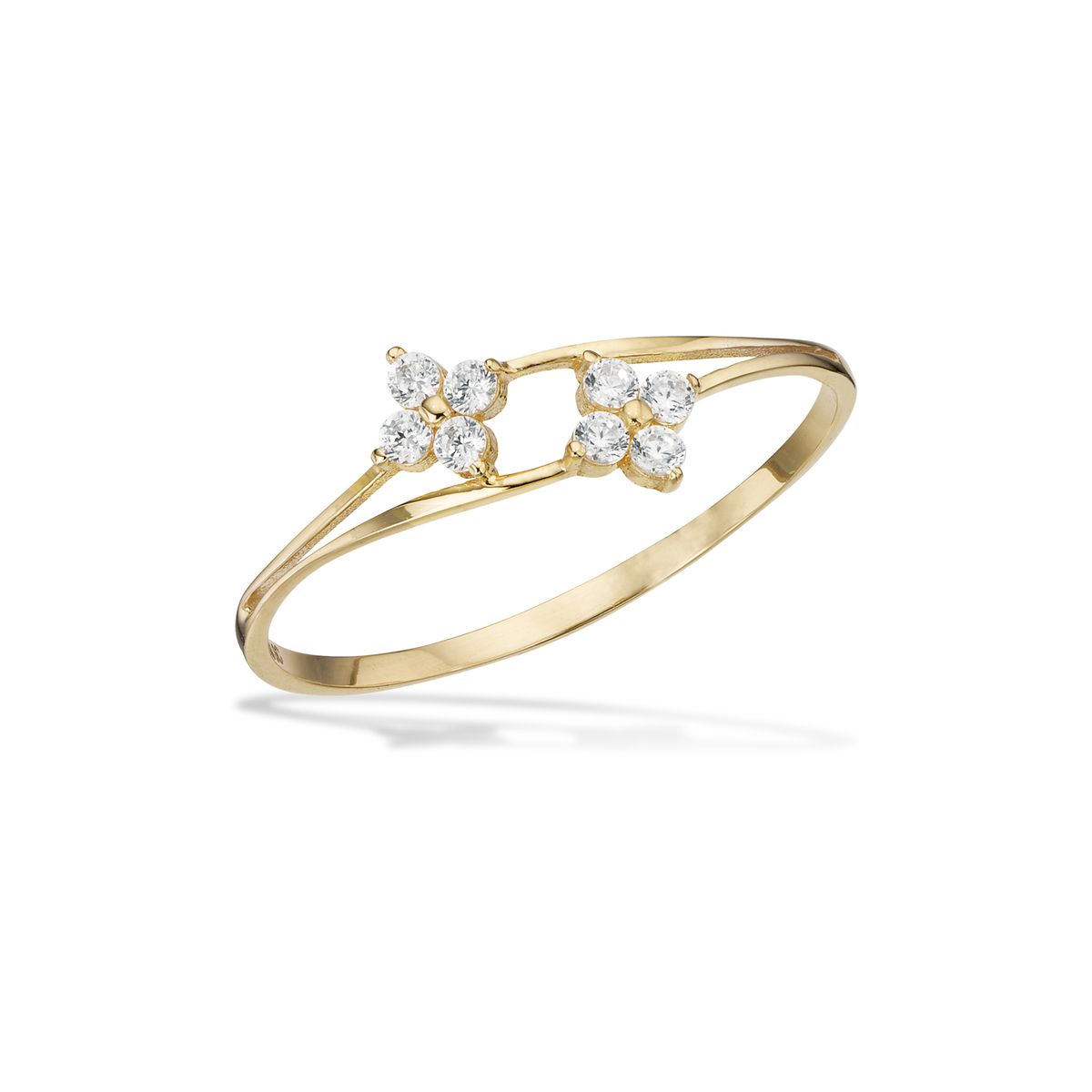 Scrouples ring i 8 kt guld med cubic zirkonia