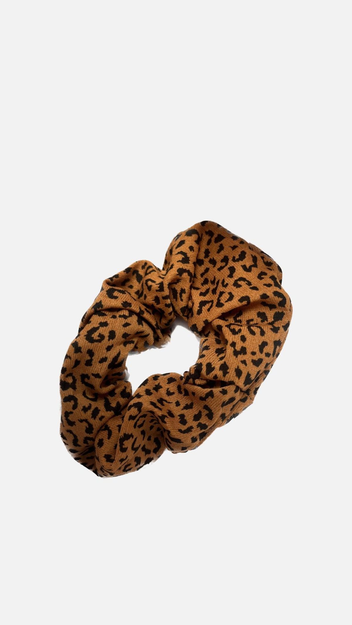 Scrunchie brun m. Leo print