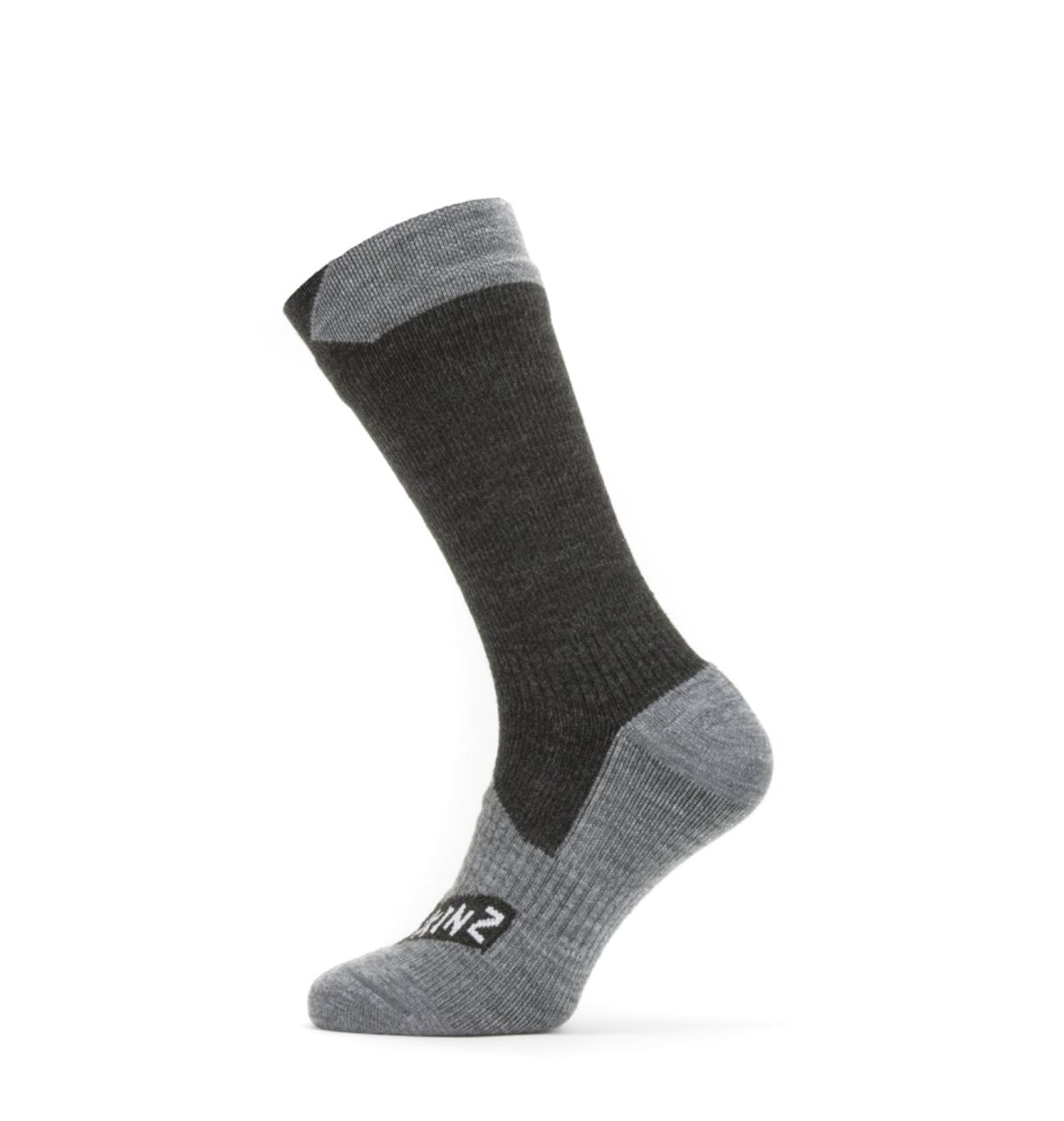 Sealskinz Waterproof all weather mid sock Black-Grey marl - 35-38 = Small