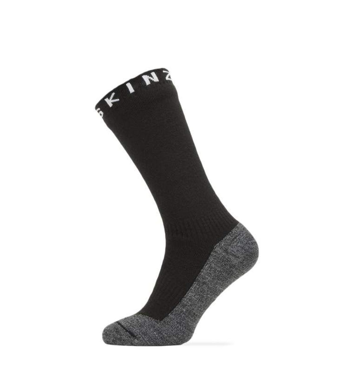 Sealskinz Waterproof warm weather mid length sock with hydrostop Black-Grey - 35-38 = Small