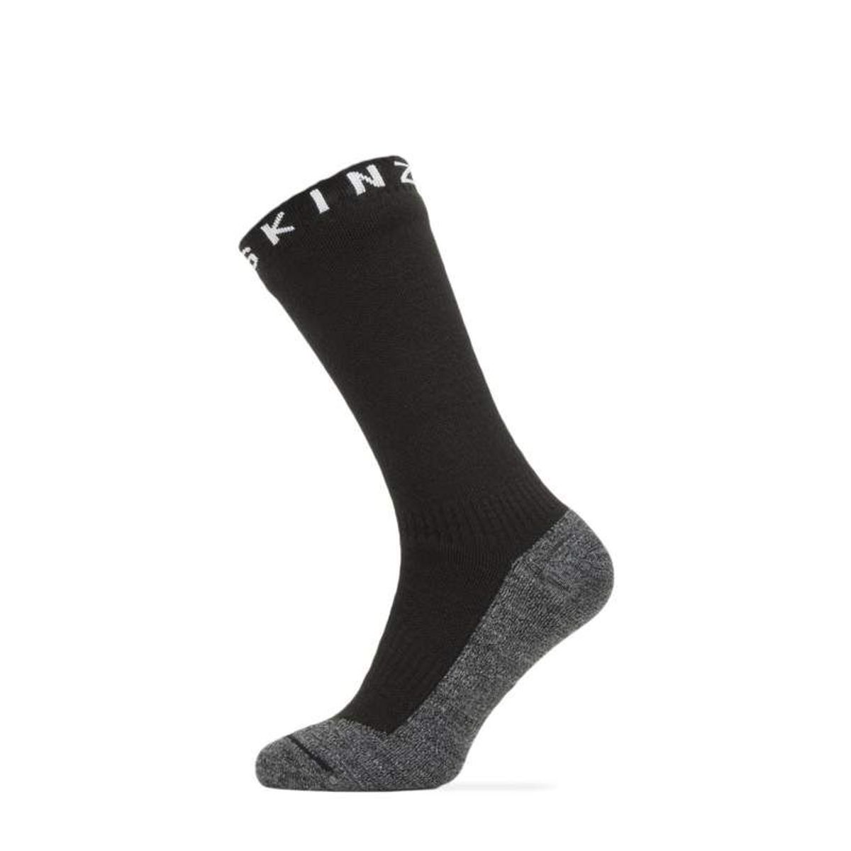 Sealskinz Waterproof warm weather mid length sock with hydrostop Black-Grey - 43-46 = Large