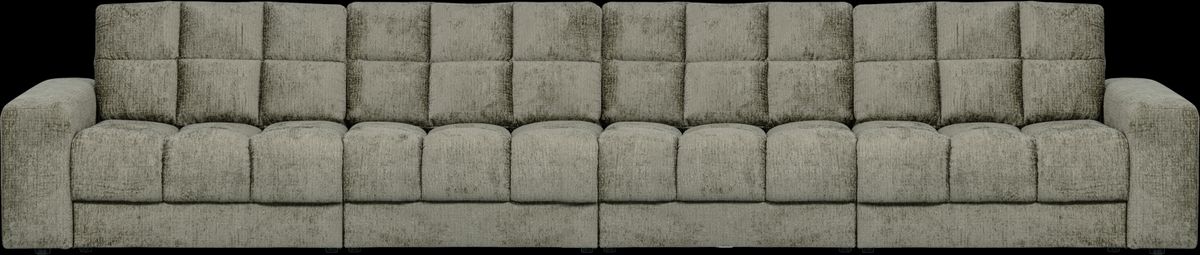 Second Date, 4-personers sofa, frost, H78x99x406 cm, velour