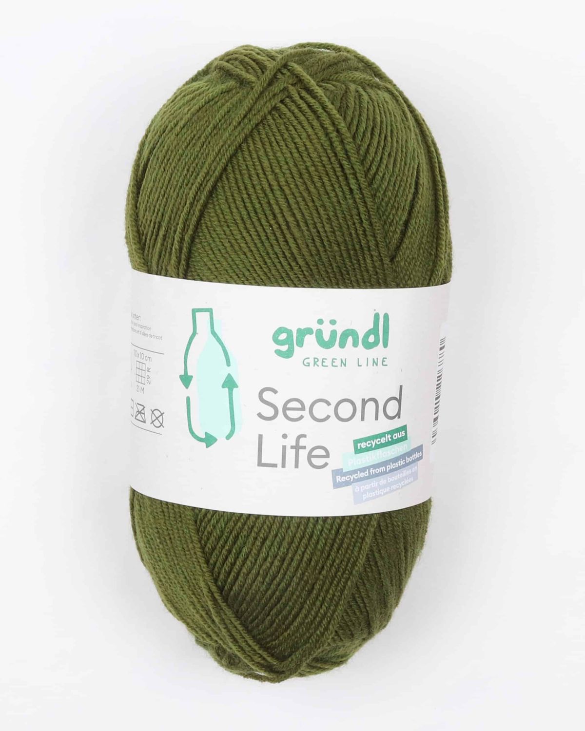 Second Life fra Gründl (bæredygtigt) i mange farver - Fv. 07 mosgrøn - 14% Akryl, 86% Genbrugs-polyester