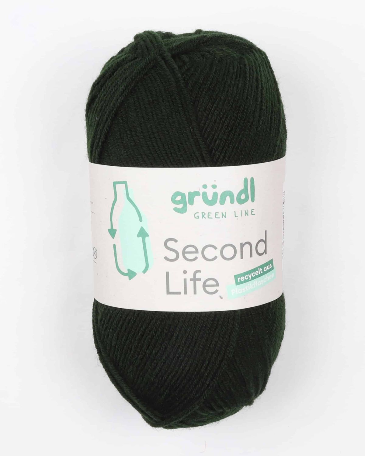 Second Life fra Gründl (bæredygtigt) i mange farver - Fv. 08 flaskegrøn - 14% Akryl, 86% Genbrugs-polyester