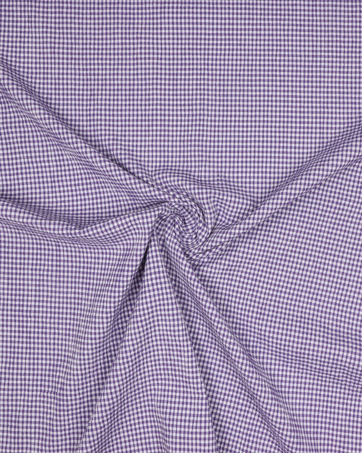 Seersucker i lilla/hvid - Bomuld/polyester m. stræk - 1% Elastan, 48% Polyester, 51% Bomuld