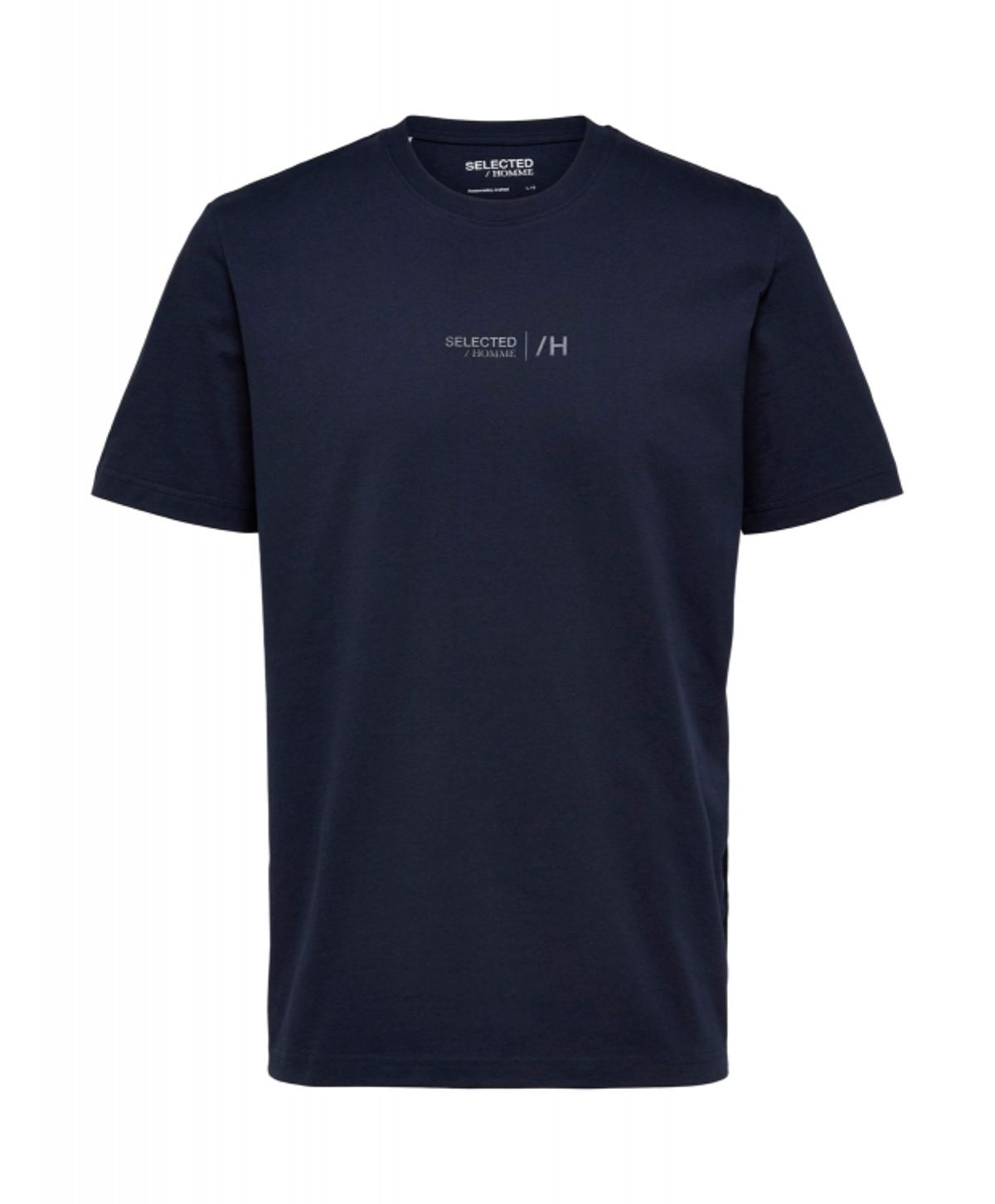 Selected Boris printet T-shirt i navy med rund hals til herre