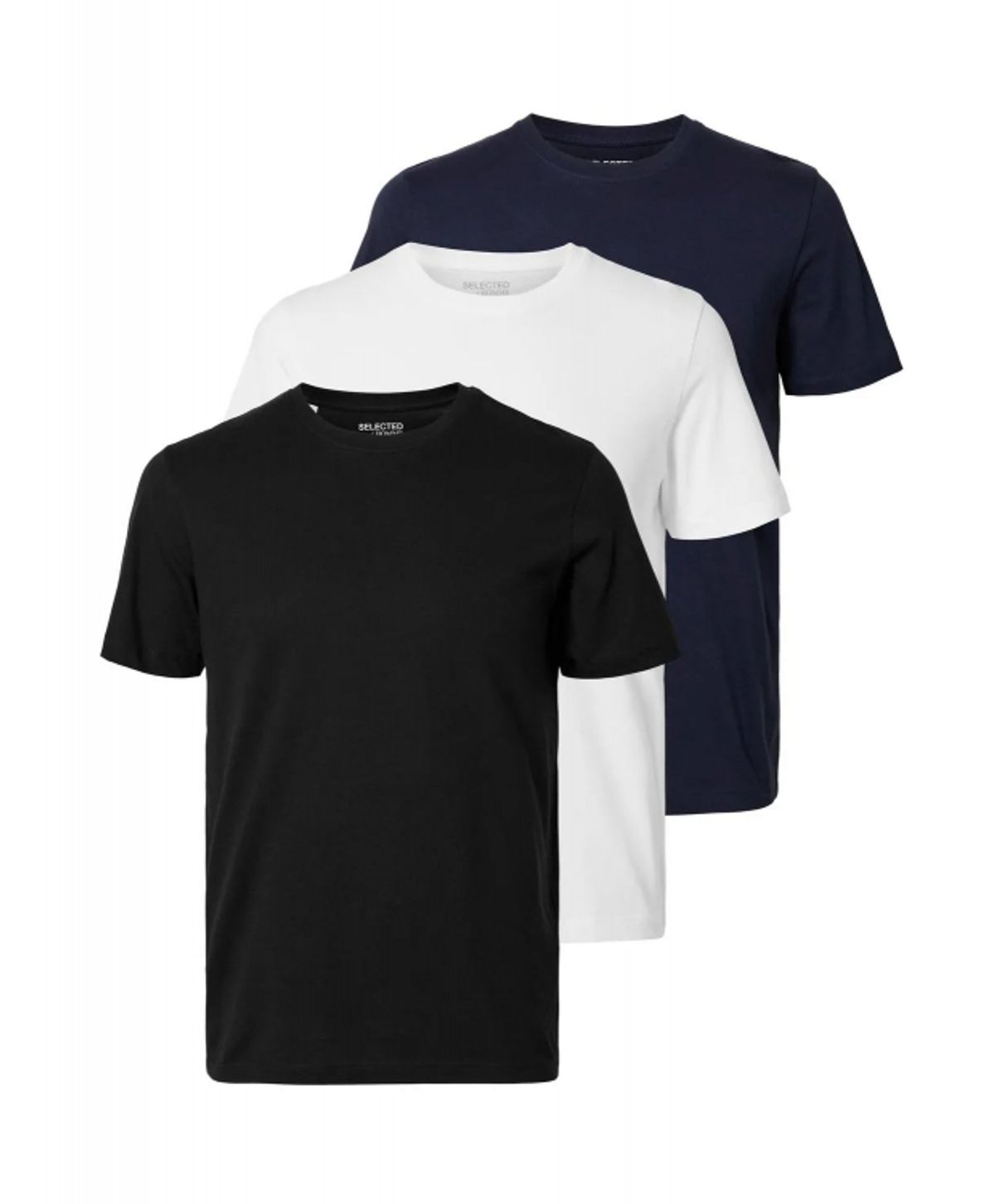 Selected Homme 3pak t-shirt i multifarvet til herre