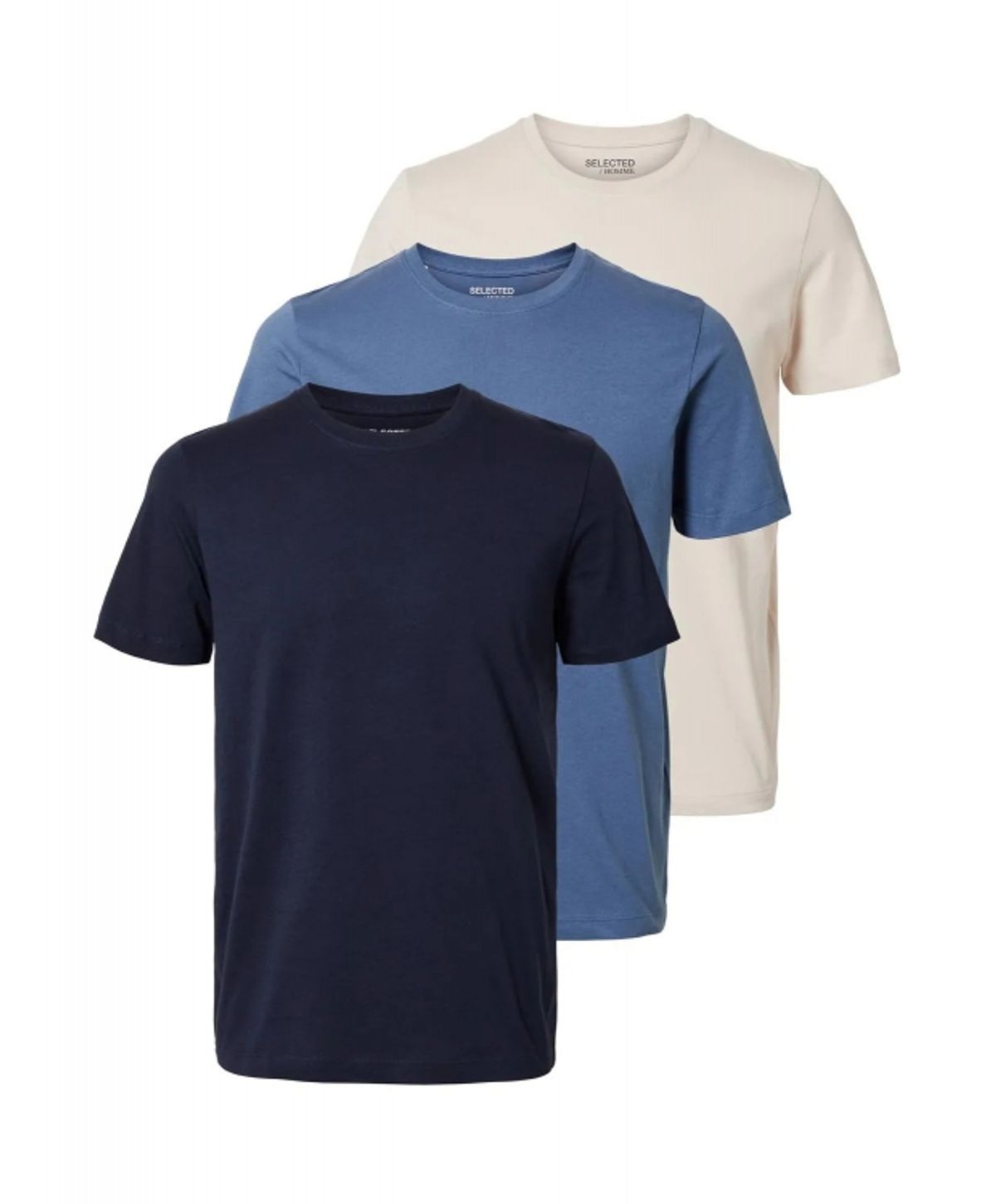 Selected Homme 3pak t-shirt i multifarvet til herre