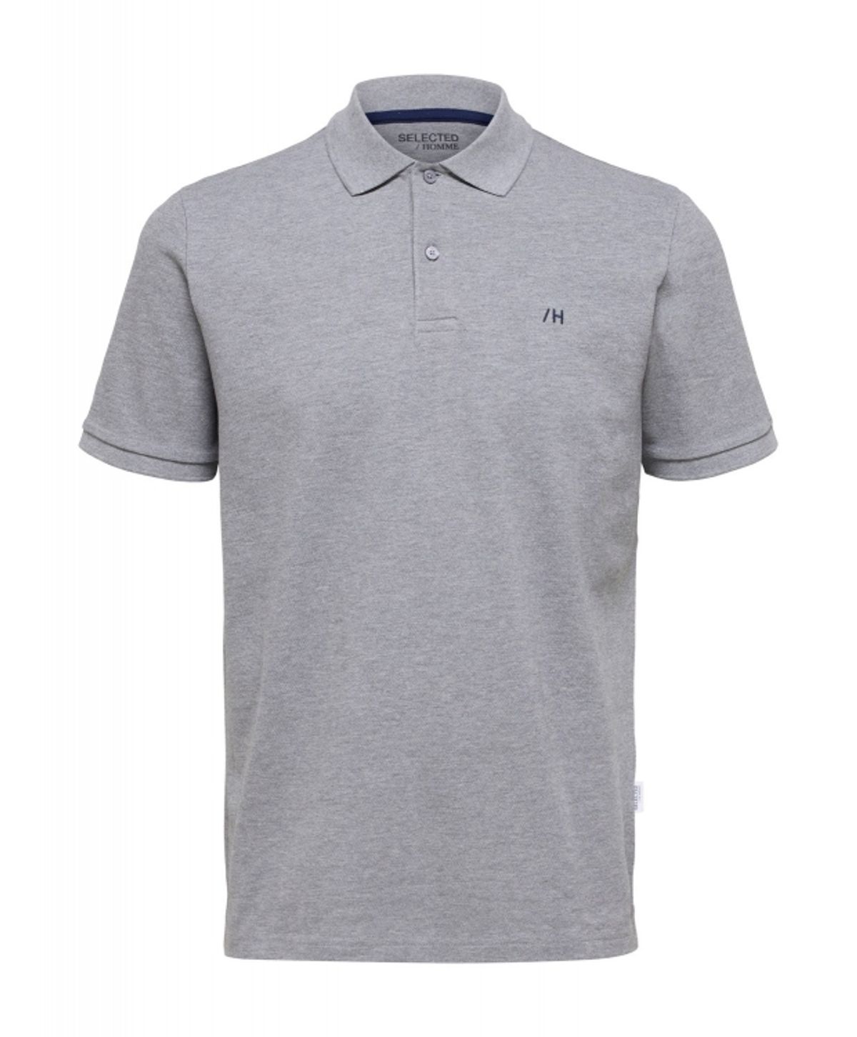 Selected klassisk polo i medium grey melange til herre