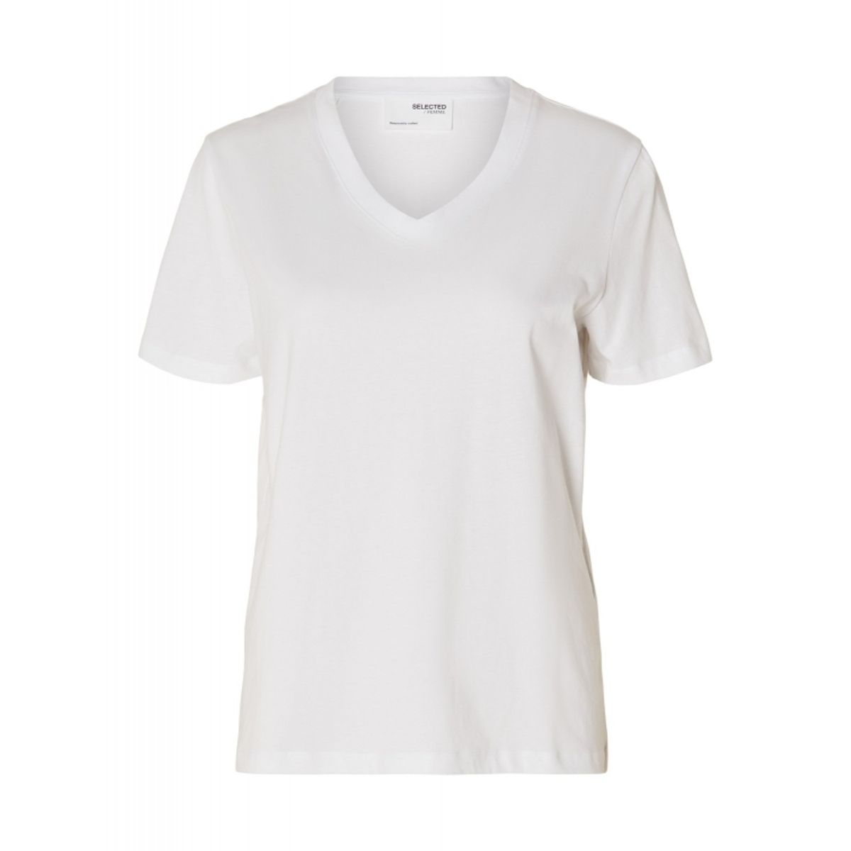 Selected klassisk t-shirt med v-hals i bright white til kvinder