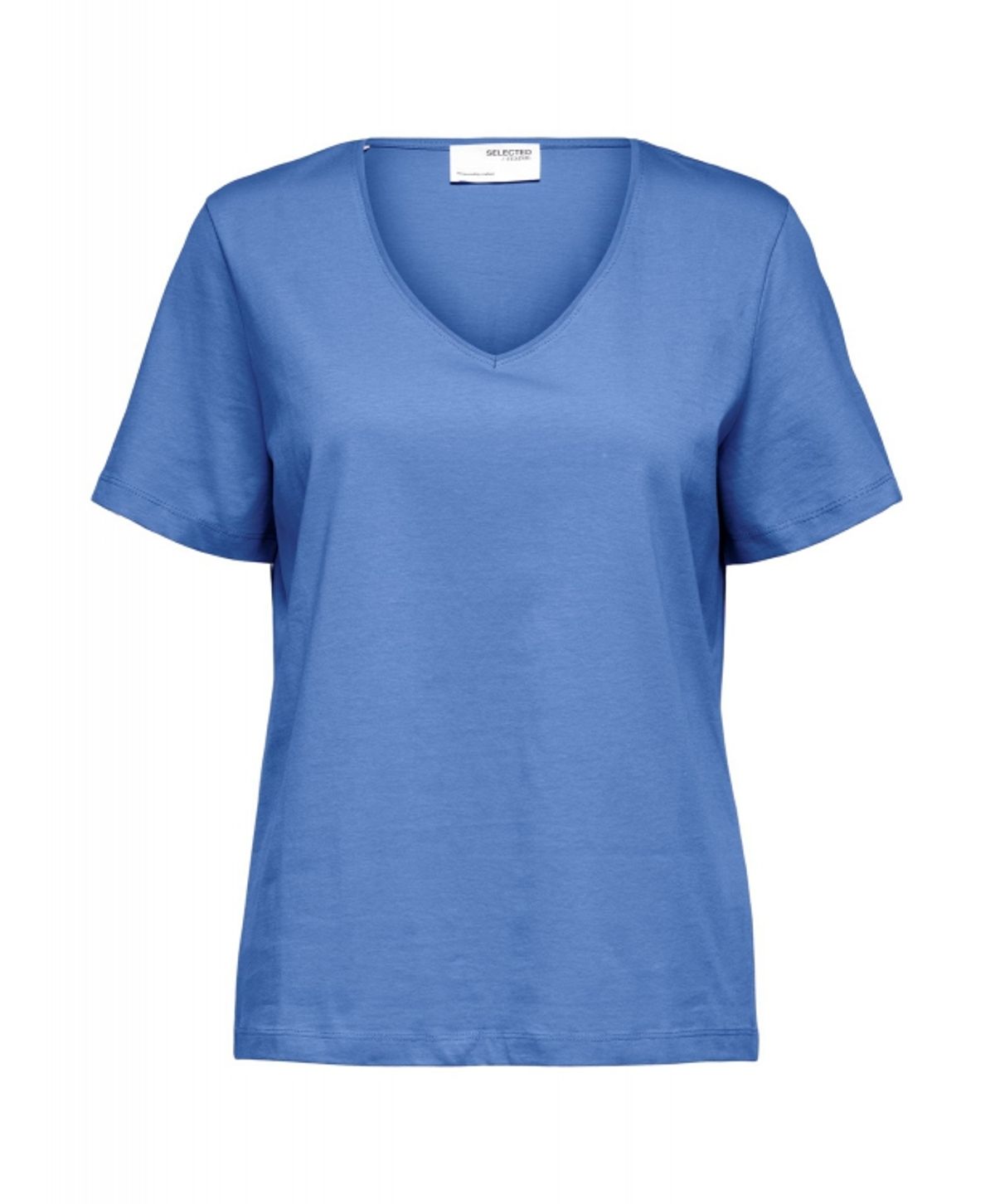 Selected klassisk t-shirt med v-hals i ultramarine til kvinder