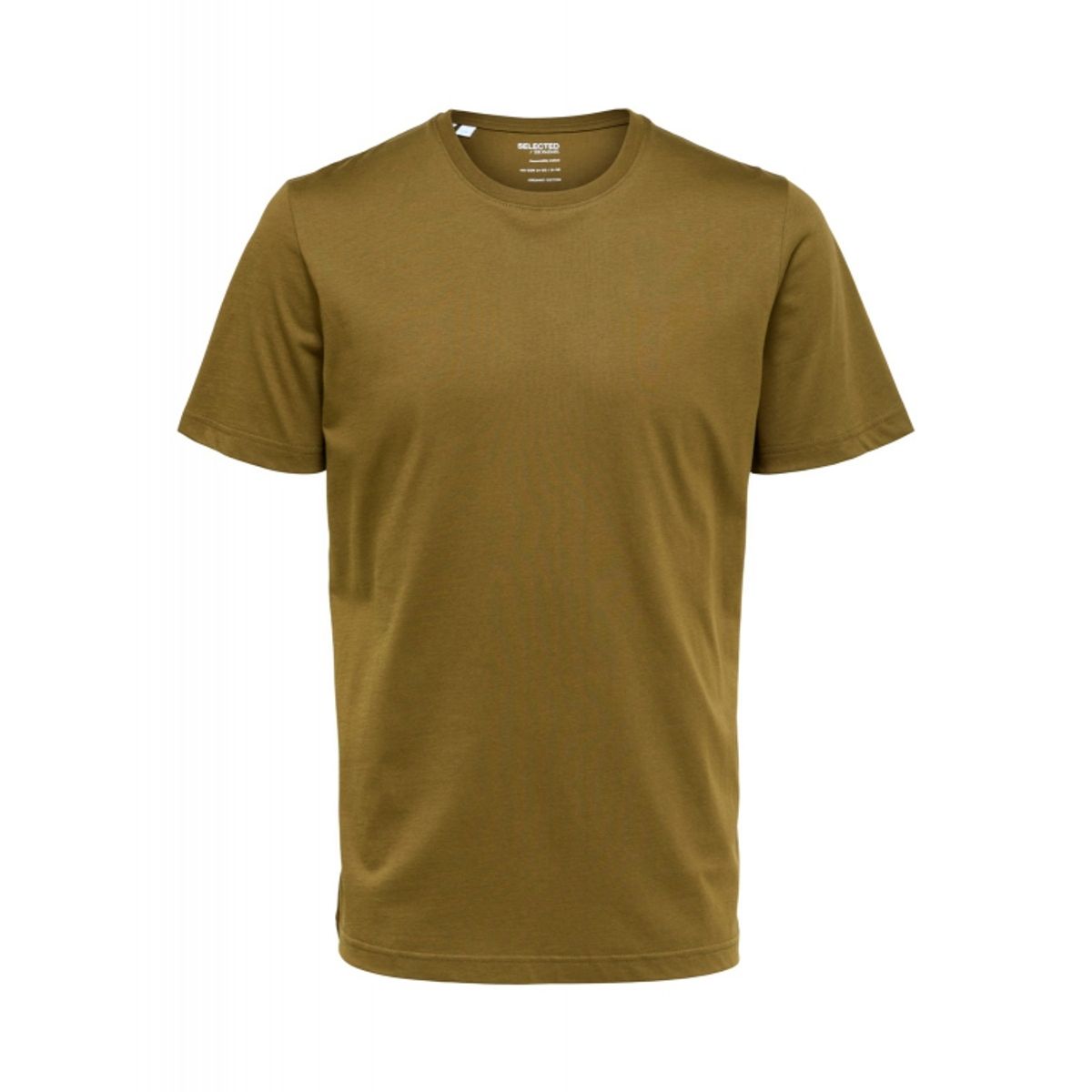 Selected kompakt t-shirt med økologisk bomuld i dark olive til herre