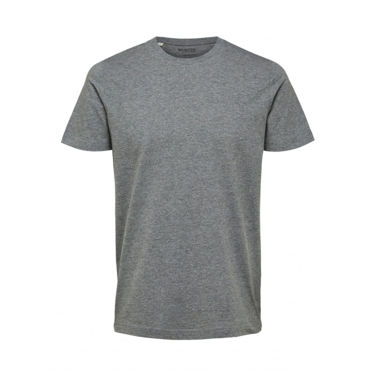 Selected kompakt t-shirt med økologisk bomuld i medium grey melange til herre