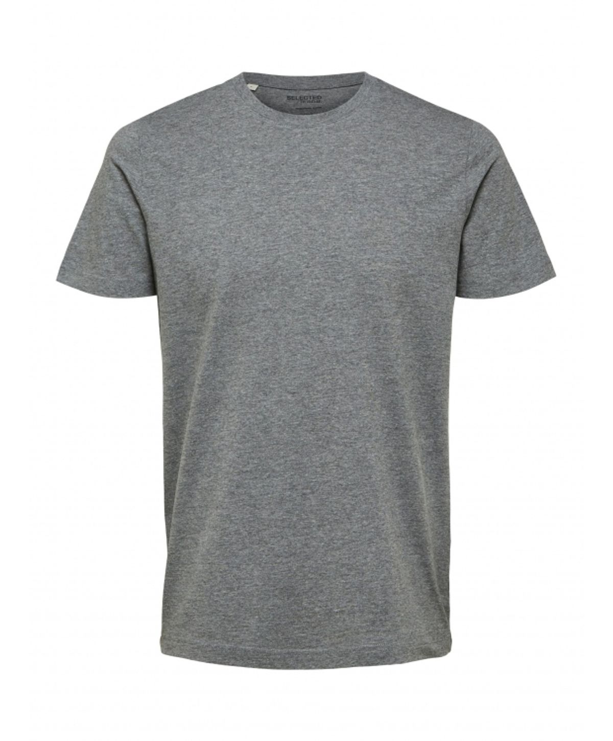 Selected kompakt t-shirt med økologisk bomuld i medium grey melange til herre