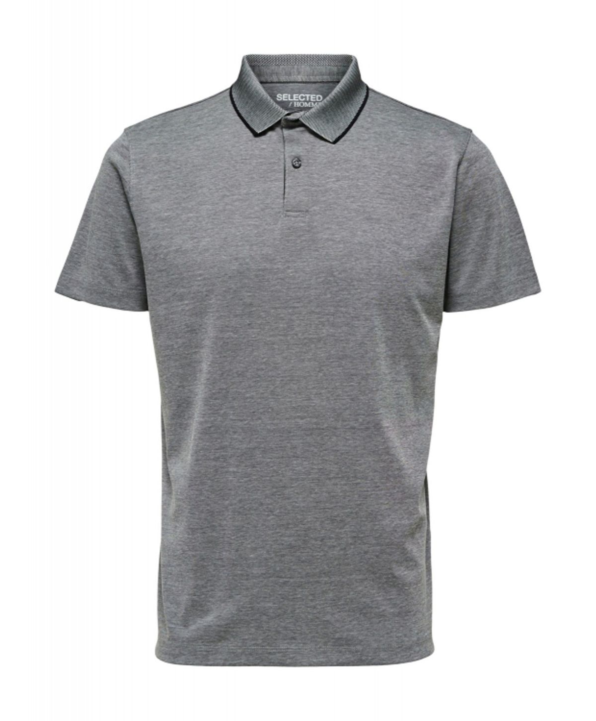 Selected kortærmet coolmax polo i medium grey melange til herre