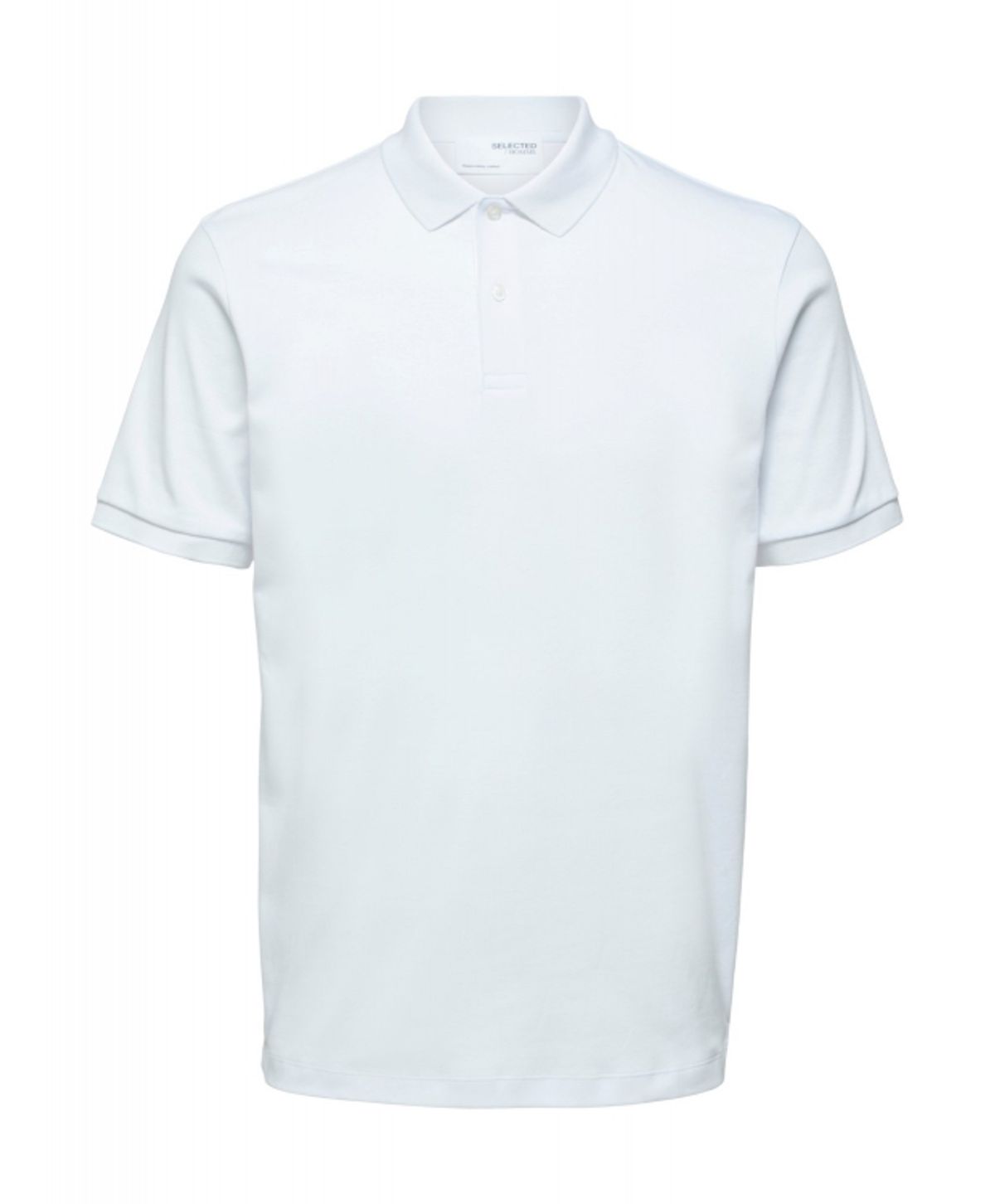 Selected regular fit polo i bright white til herre