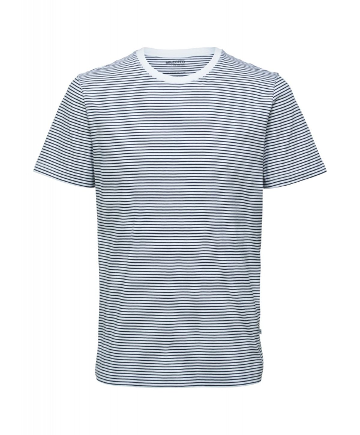 Selected stibet t-shirt med økologisk bomuld i bright white til herre