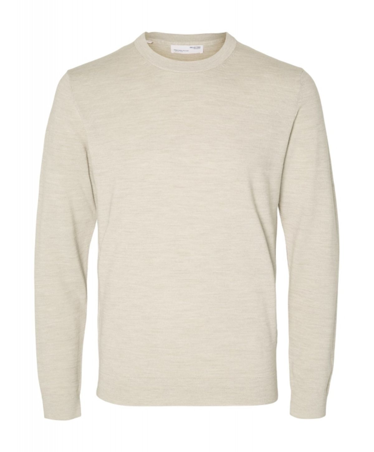 Selected sweatshirt i merinould i beige til herre