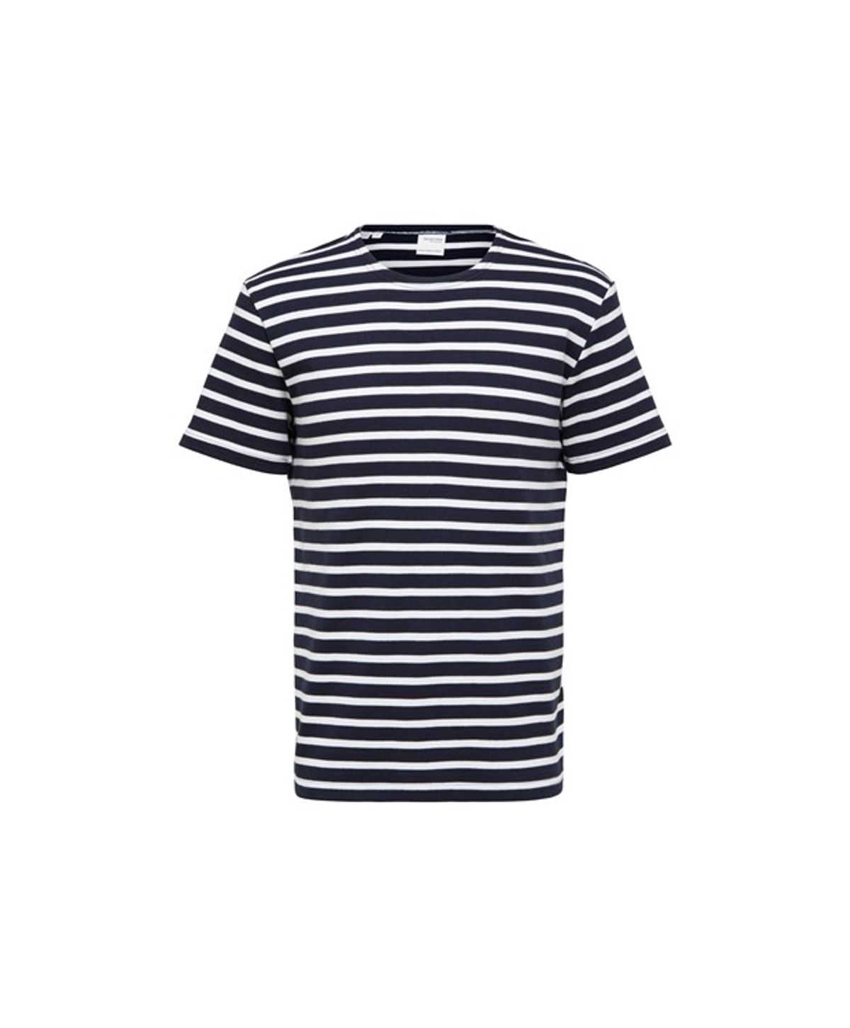 Selected t-shirt i navy m. hvide striber til herre