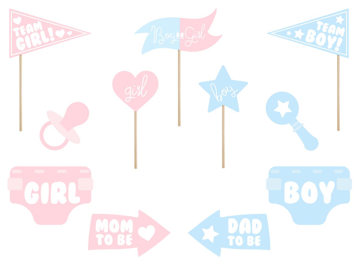 Selfie Sticks Gender Reveal Party, Mix - (ca. 21-42 cm)