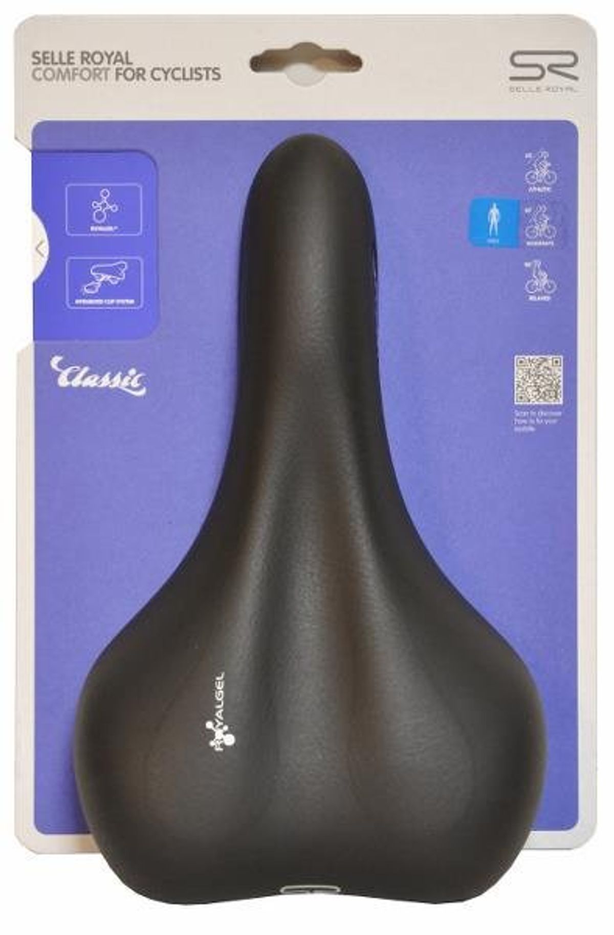 Selle Royal Wave Sadel, Sort Herre Moderate 60° GEL