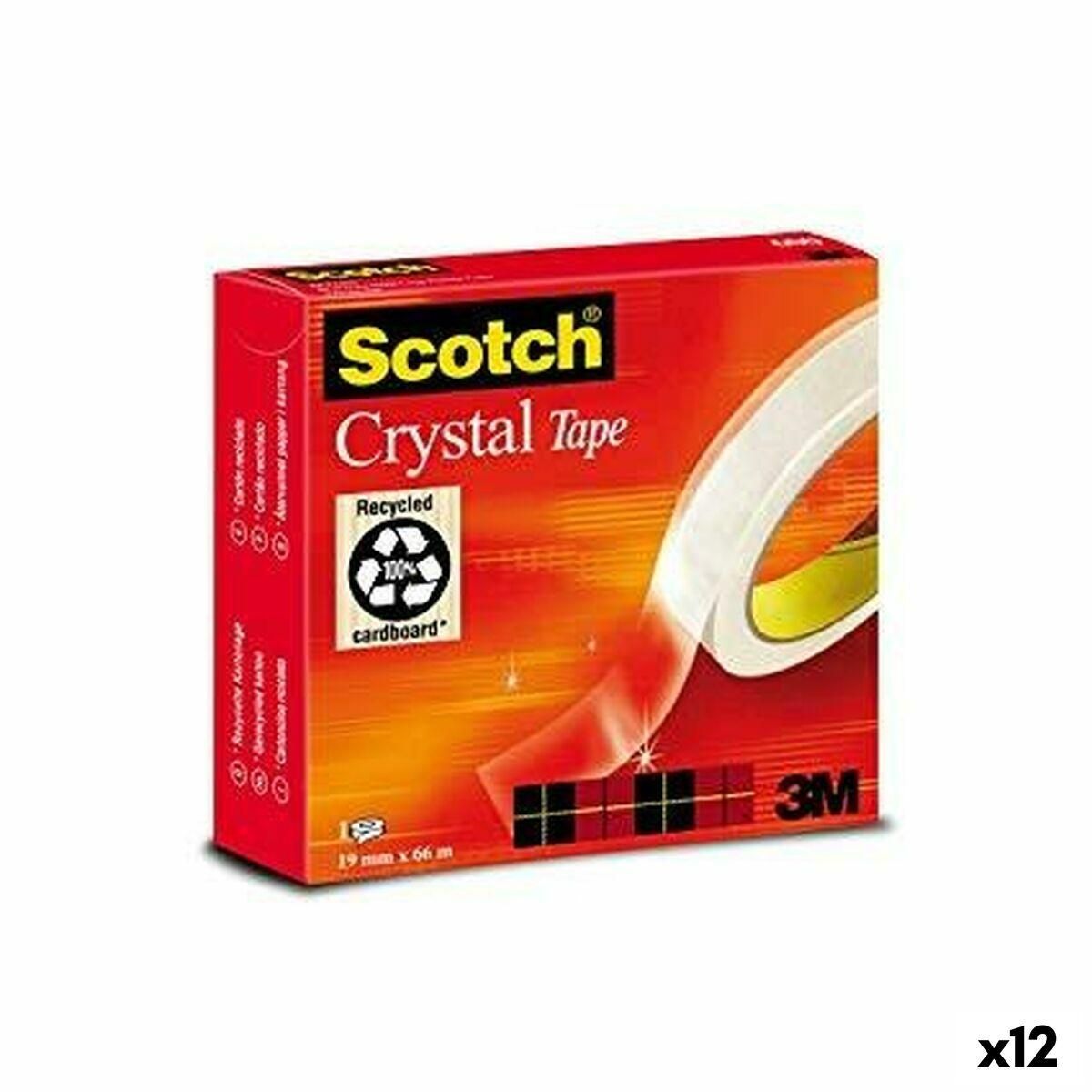 Selvklæbende bånd Scotch Crystal Gennemsigtig 19 mm x 66 m (12 enheder)