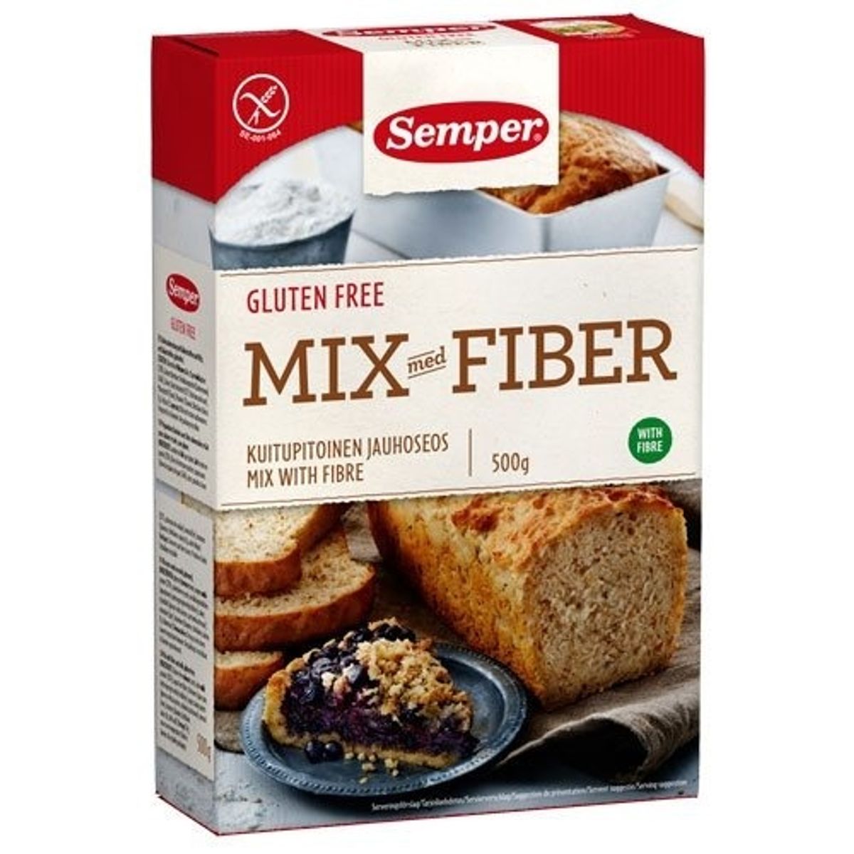 Semper Brødmix med fiber glutenfri, 500g.