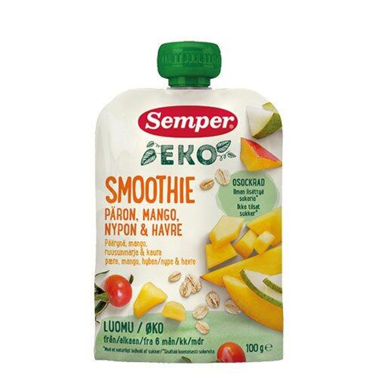 Semper EKO Smoothie Pære/mang/hyb/havre 6M Ø, 100g