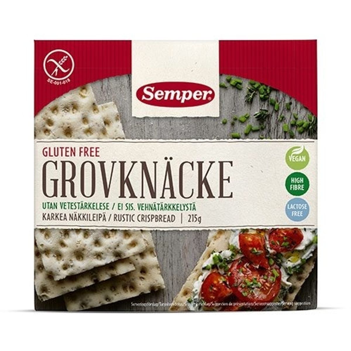 Semper Knækbrød grov glutenfri, 215g.